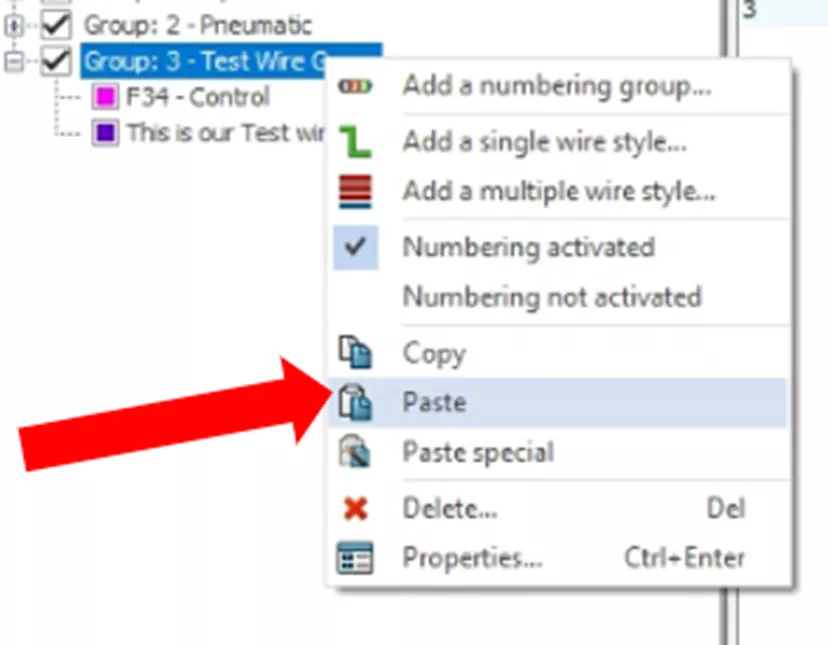Paste a SOLIDWORKS Electrical Wire Style