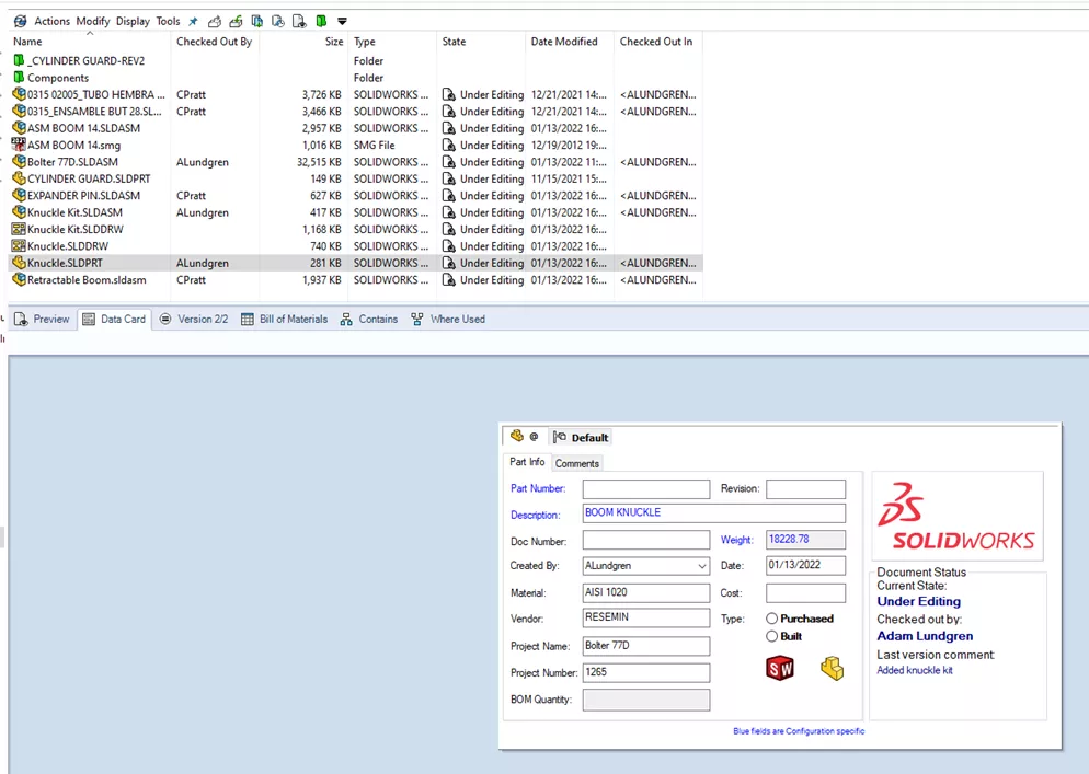 PDM Capabilities Available in SOLIDWORKS Professional CAD Package