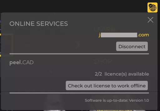 Peel 3D Scanner Online Services Dialog 