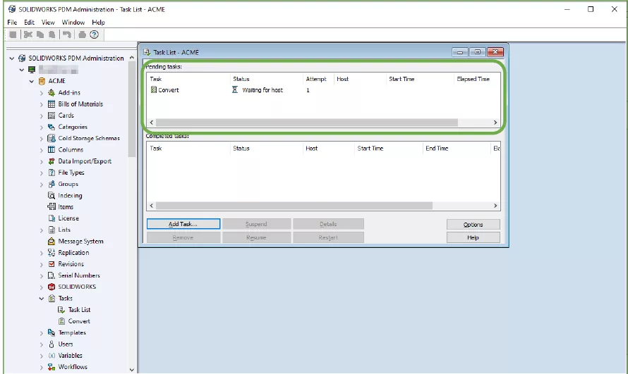 Pending Tasks SOLIDWORKS PDM Task List