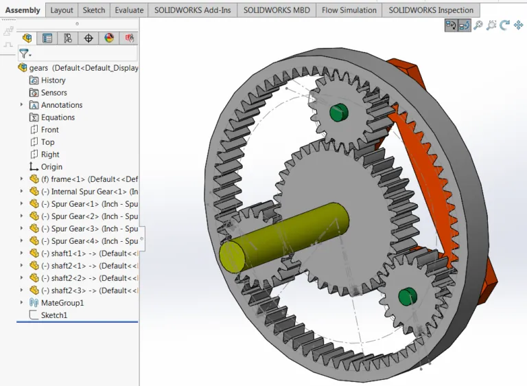 3D Model of the gear assembly