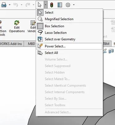 Power Select Tool SOLIDWORKS Utilities