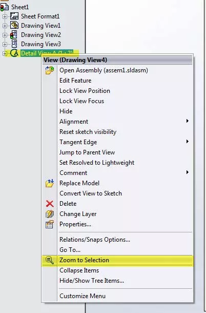Zoom to Selection Option in SOLIDWORKS