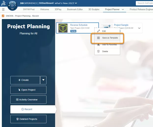 New project templates let you reuse your existing project structures in Project Planner.