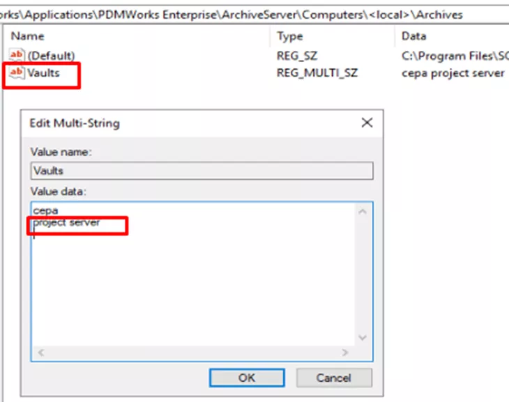 Project Server SOLIDWORKS PDM Vault Archive Server