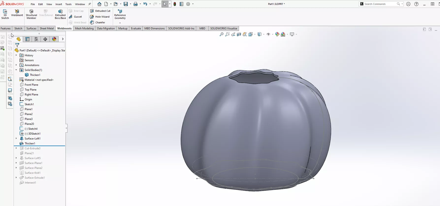 Pumpkin Model in SOLIDWORKS 