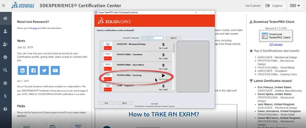 Purchased SOLIDWORKS Certification Voucher Credits