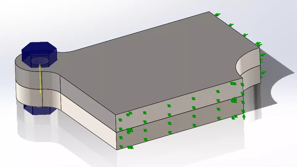 Depiction of quarter-model within SOLIDWORKS Simulation