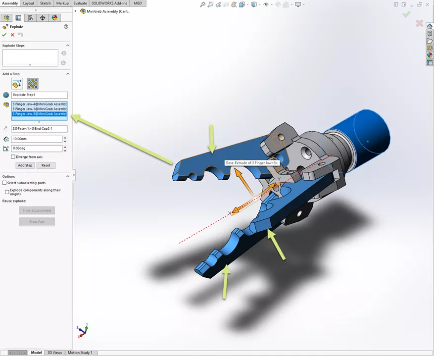 Radial Explode Selection in SOLIDWORKS 