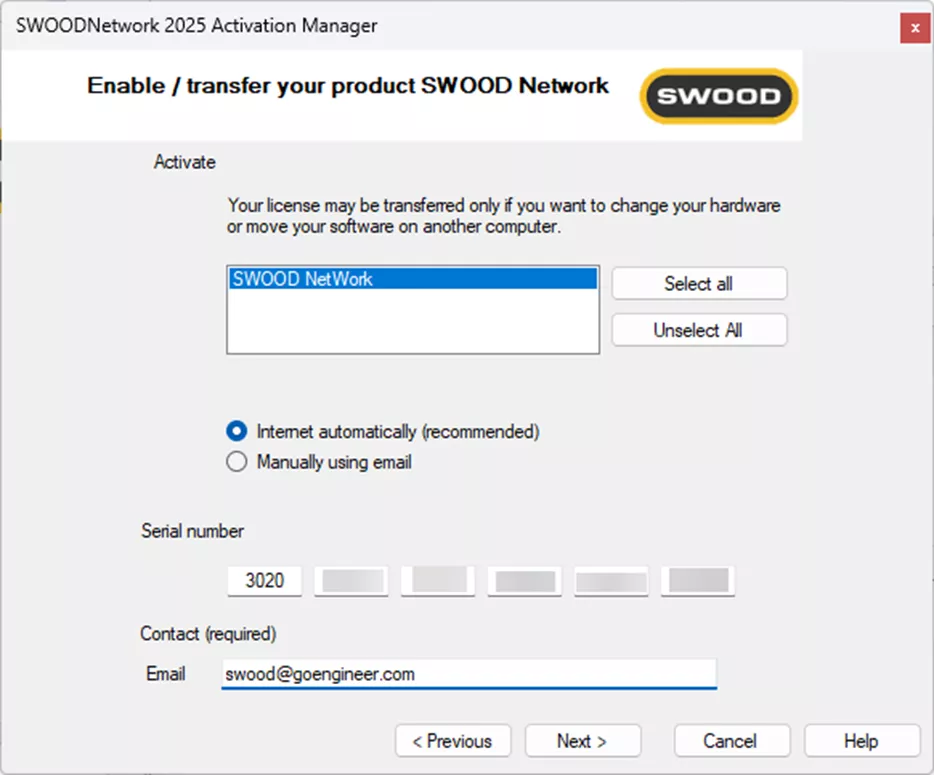 Enable/Transfer Your Product SWOOD Network