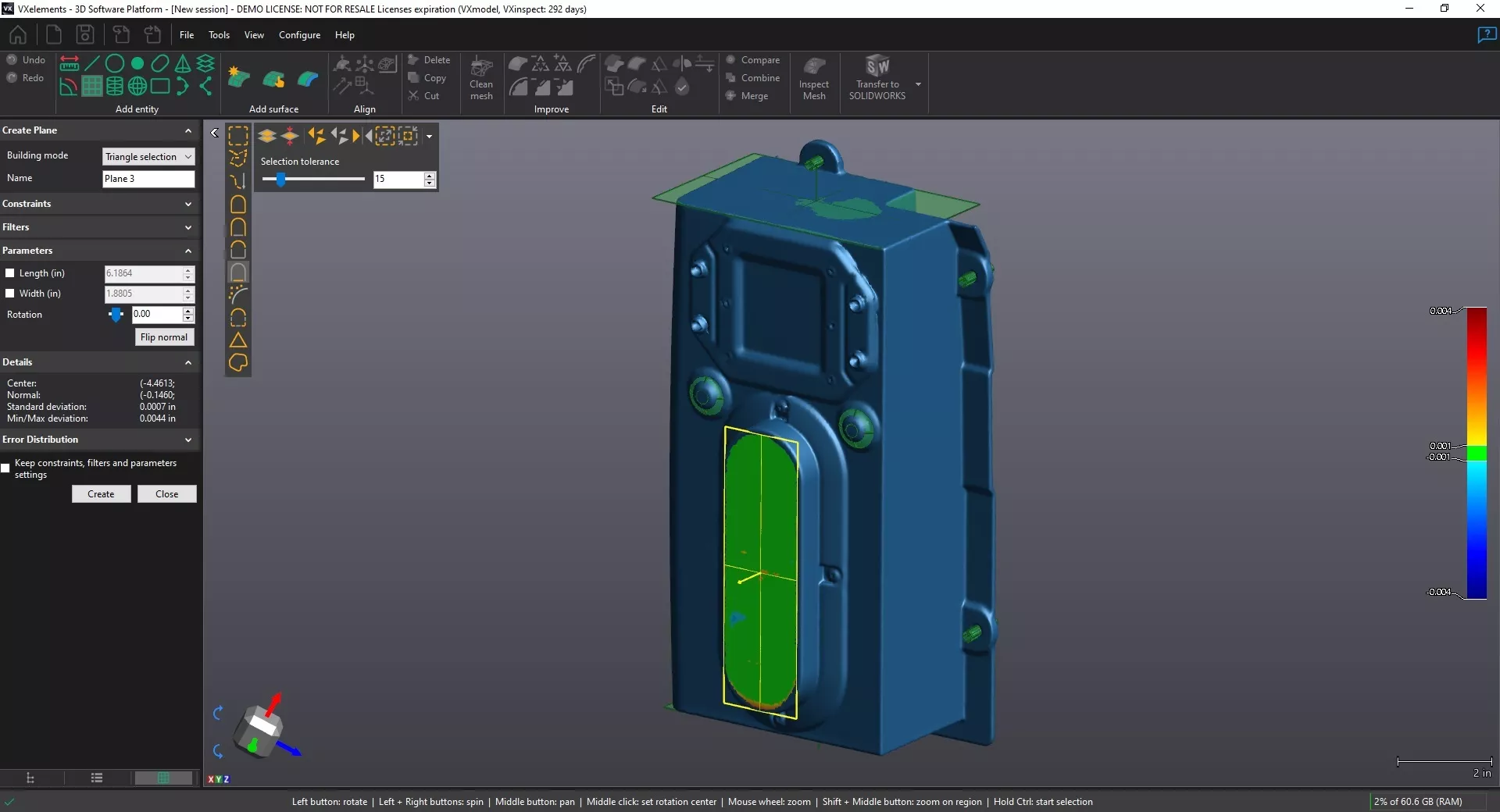 Reference Entities Tool Creaform Scan-to-CAD
