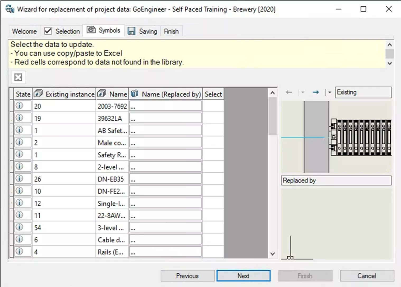 All Tabs Removed in the SOLIDWORKS Electrical Wizard for Replacement Project Data