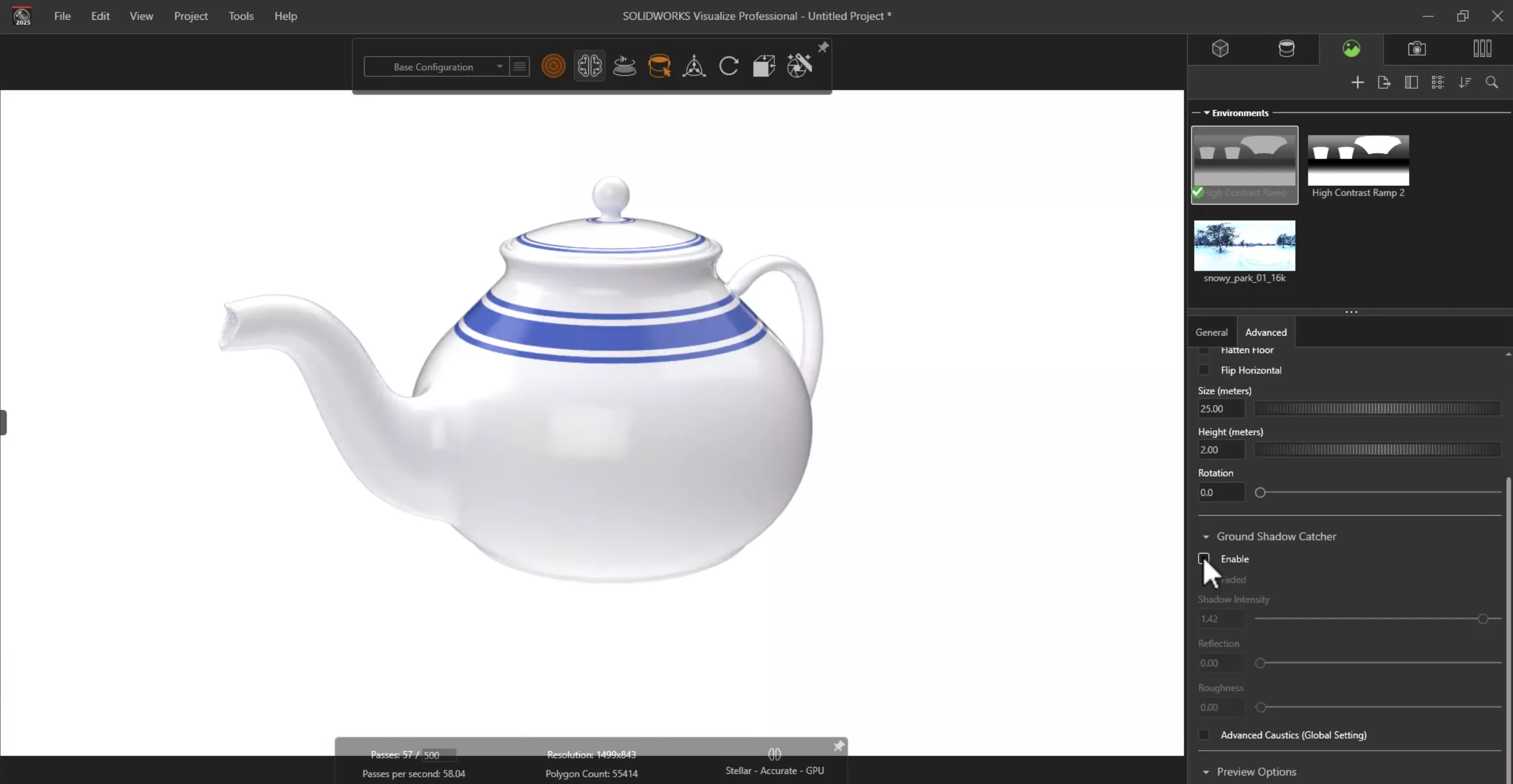 Remove Ground Shadow in SOLIDWORKS Visualize