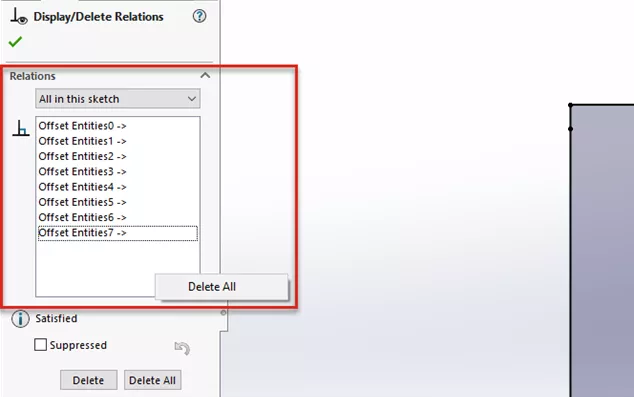 Remove Sketch Relations in SOLIDWORKS 