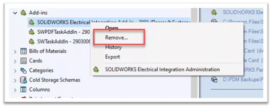 Remove SOLIDWORKS Electrical Integration 