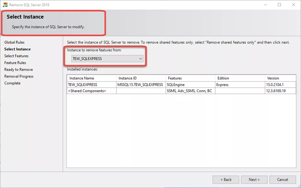 Remove an SQL Server Instance when Uninstalling SOLIDWORKS Electrical 