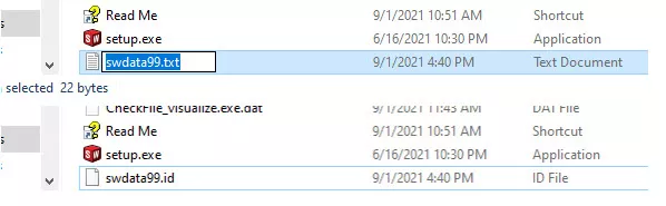Renaming swdata99.txt to swdata99.id in File Explorer