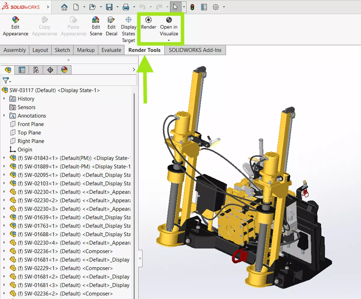 Render SOLIDWORKS Visualize from SOLIDWORKS