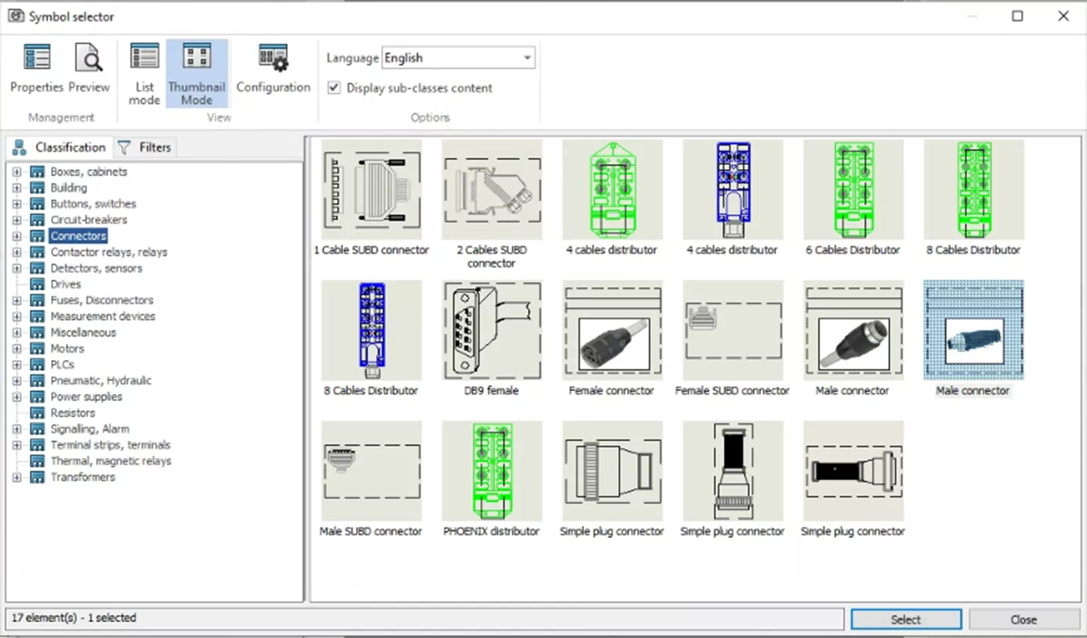 SOLIDWORKS Electrical Symbol Selector