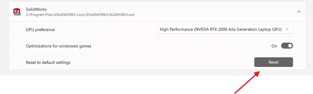 Reset SOLIDWORKS Graphics Settings Back to Default 