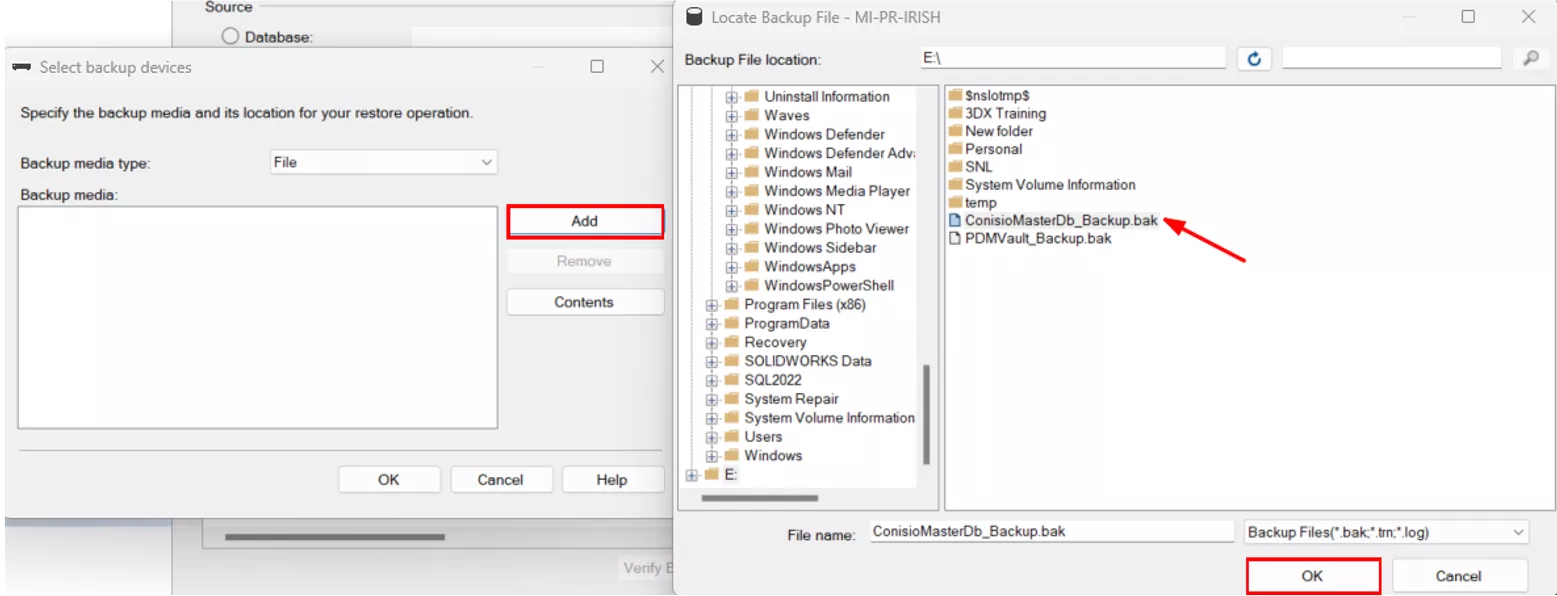 Restore Database SOLIDWORK PDM Vault Upgrade