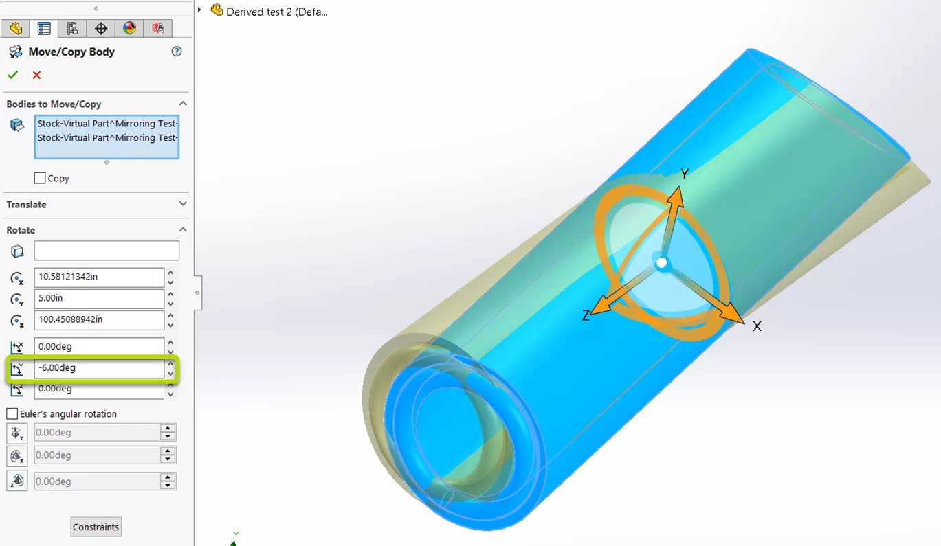 Rotate SOLIDWORKS Geometry
