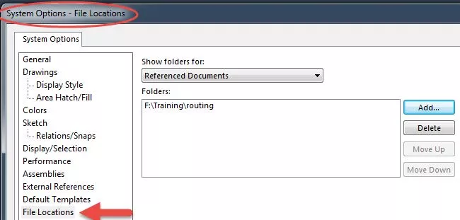 SOLIDWORKS PDM Professional Routing Setup System Options - File Locations 