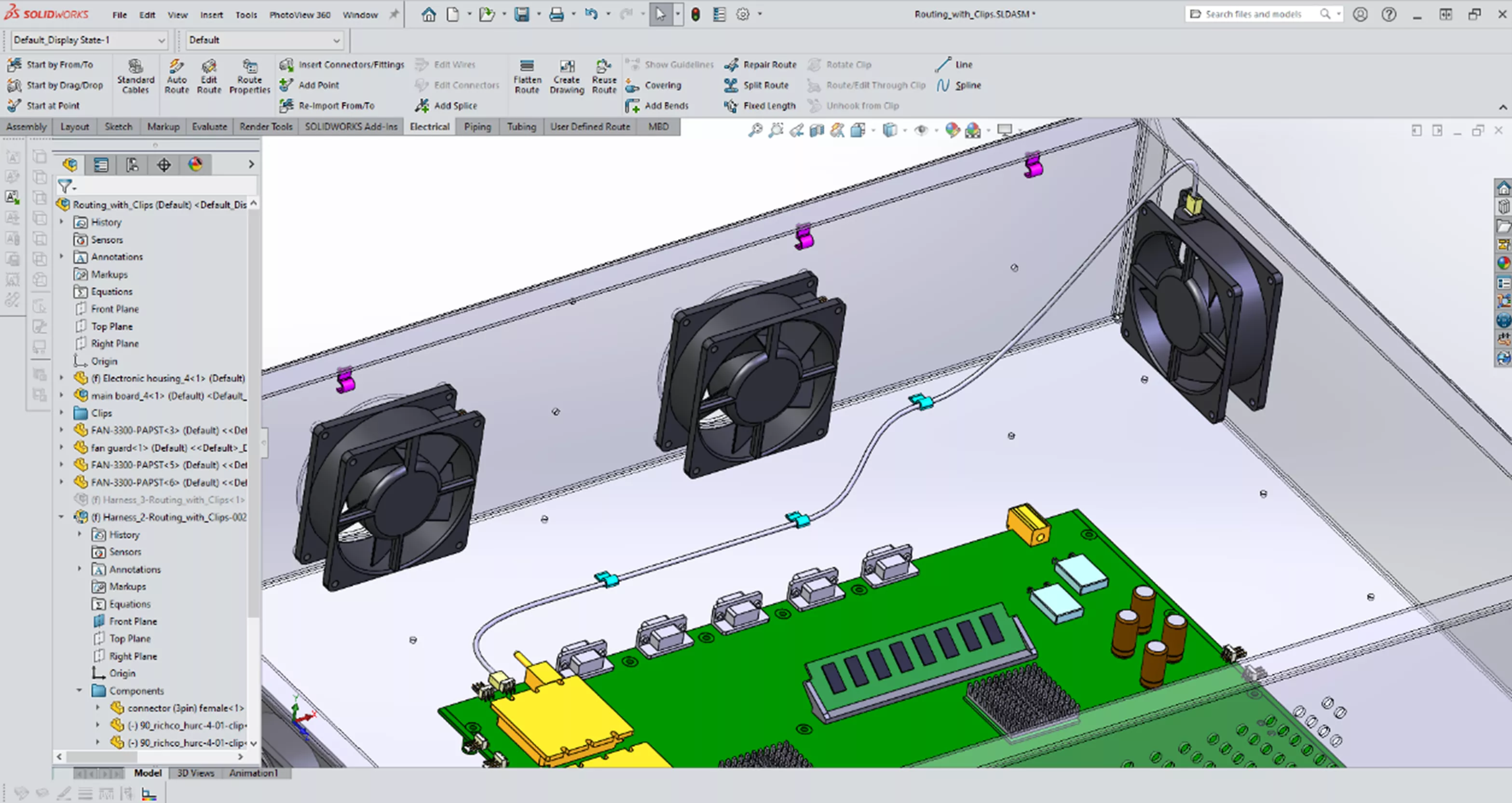 Routing Through Clips Added During Route in SOLIDWORKS