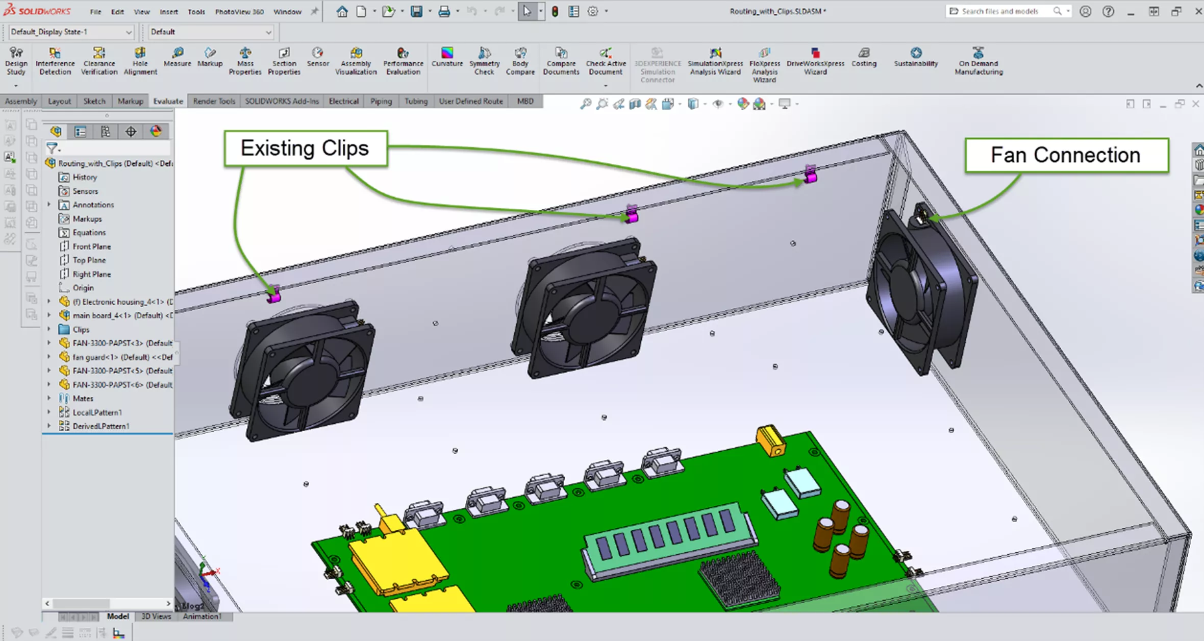 Routing Through Existing Clips in SOLIDWORKS 