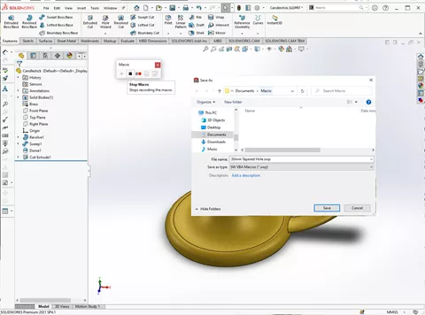 Save Recorded Macro in SOLIDWORKS 