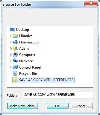 save as copy with references folder