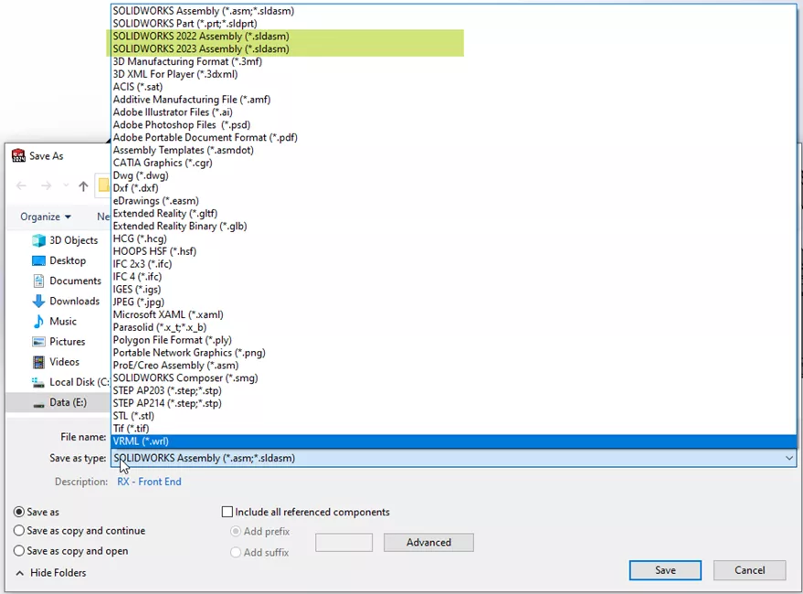 Save As Previous Version SOLIDWORKS 2024 Assembly What's New