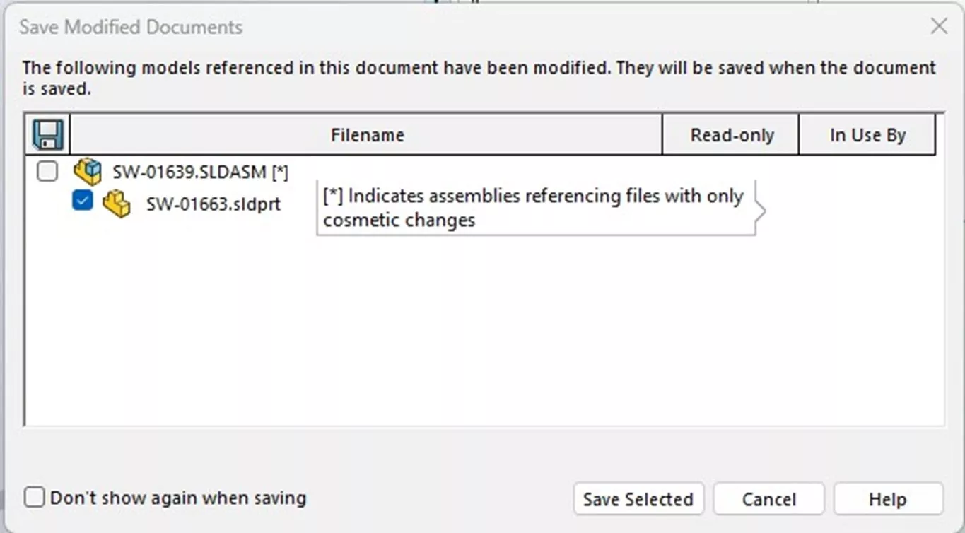 Saving an Assembly Updates in SOLIDWORKS 2026