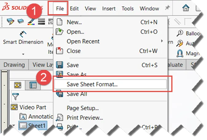 How to Save a Sheet Format in SOLIDWORKS
