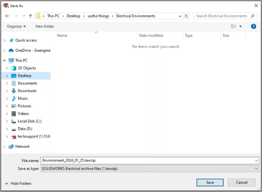Save SOLIDWORKS Electrical Archive Environment 