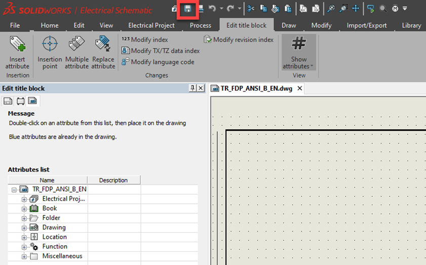 Save Title Block Attributes in SOLIDWORKS Electrical Schematic 