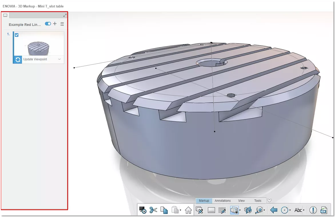 Saved Annotation Views in 3DEXPERIENCE Markup