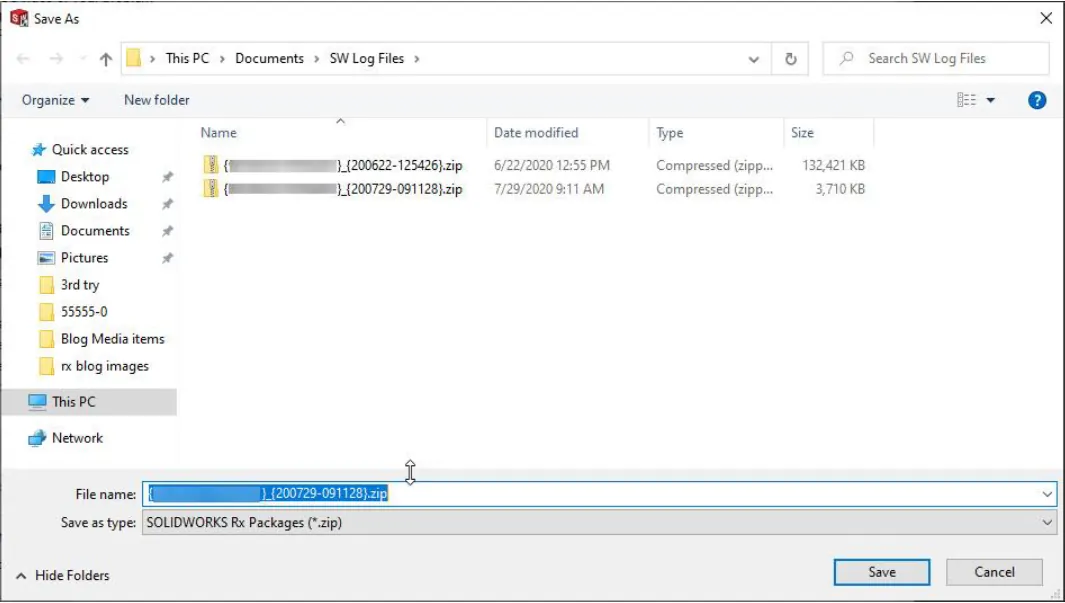 Saving Files SOLIDWORKS rx Capture