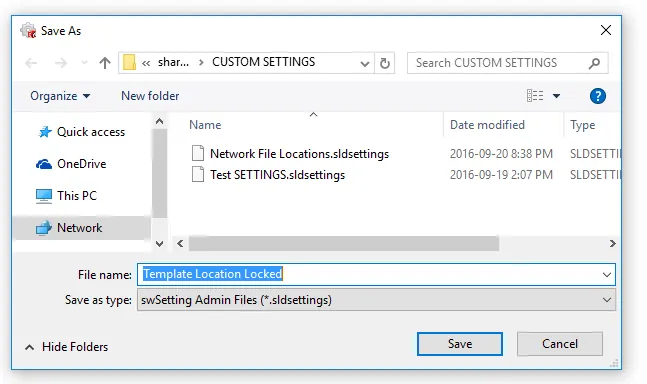 saving the admin file settings in solidworks
