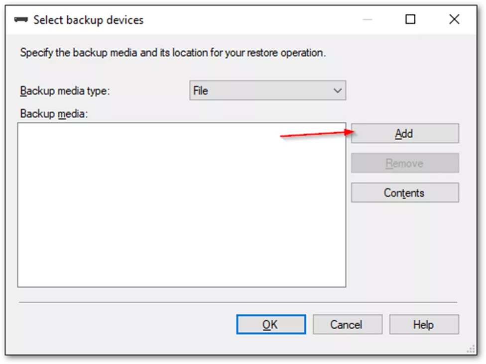 Select Backup Devices Window SOLIDWORKS PDM Vault Backups