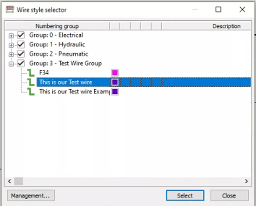 Select Custom Wire Styles in SOLIDWORKS Electrical