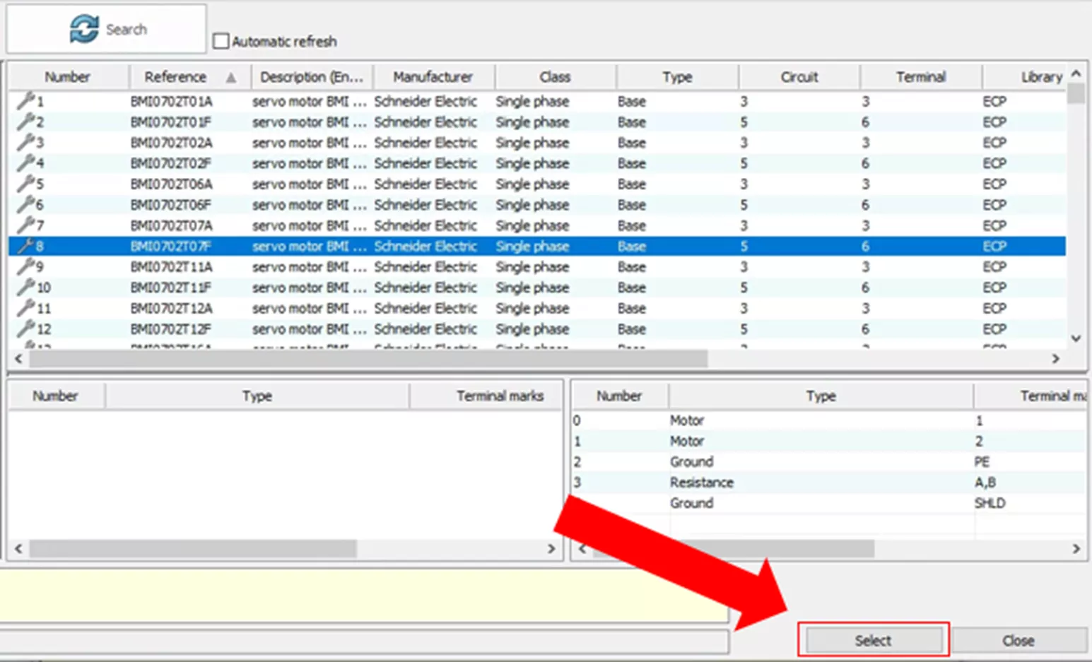 Select a MFG in SOLIDWORKS Electrical