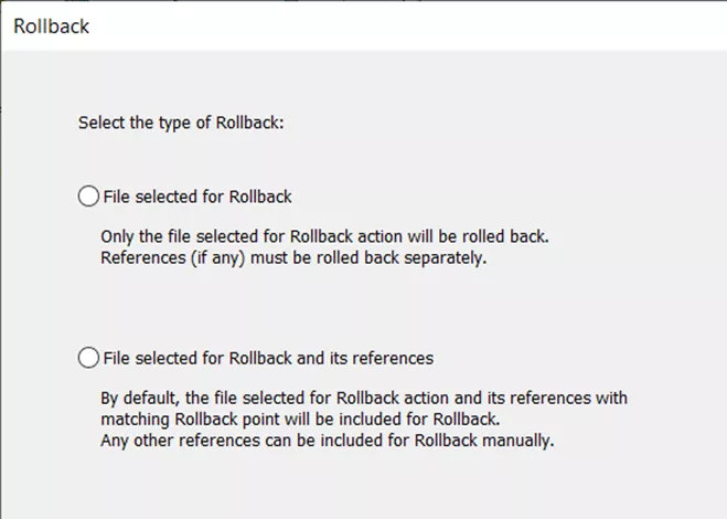 Select the Type of Rollback in SOLIDWORKS PDM 