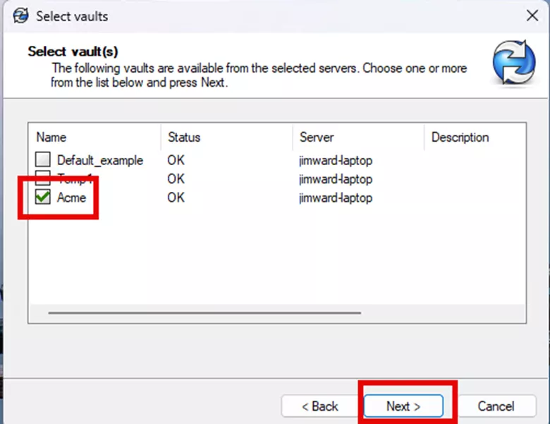 Select Vaults Dialog in SOLIDWORKS PDM 