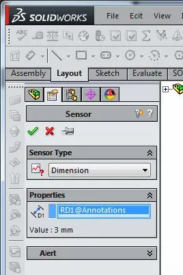 SOLIDWORKS Layout Sensor Type Options