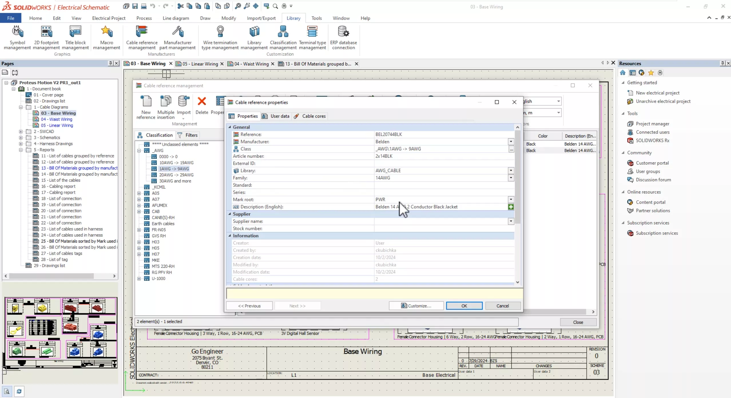 Set Mark Root Values for Individual Cable References in SOLIDWORKS Electrical 2025