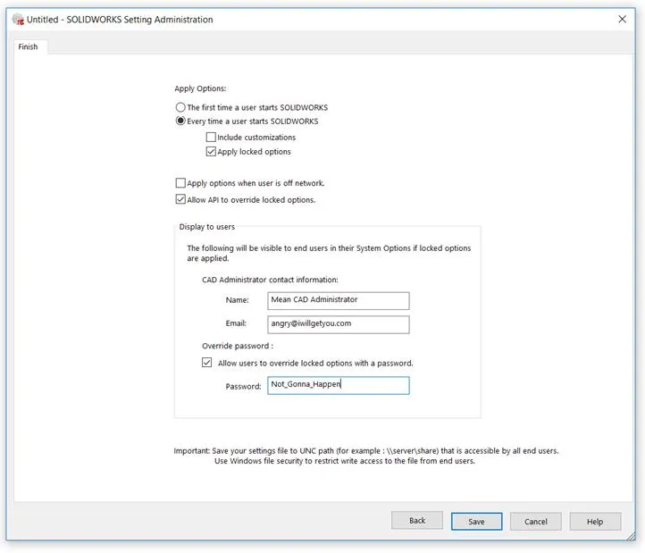 setting a password solidworks