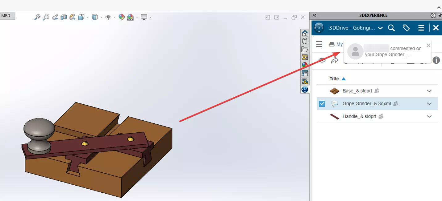 Comment on a Shared SOLIDWORKS File in 3DEXPERIENCE