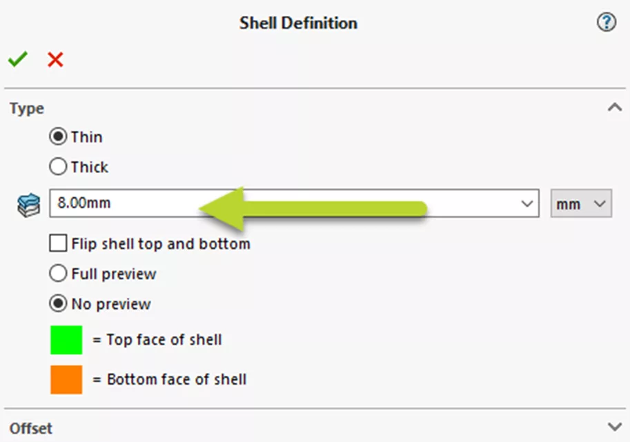Shell Definition SOLIDWORKS Simulation 