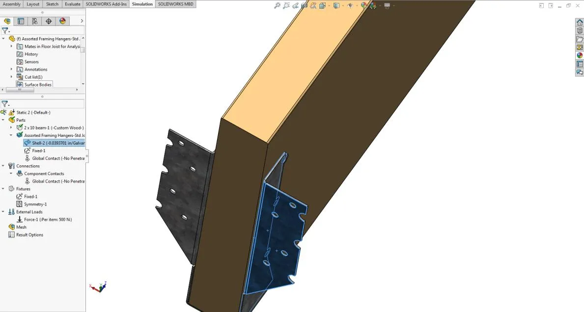 Defined Shell Face in SOLIDWORKS Simulation